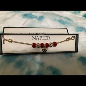 New Napier Red and Gold Beaded Heart Bracelet.